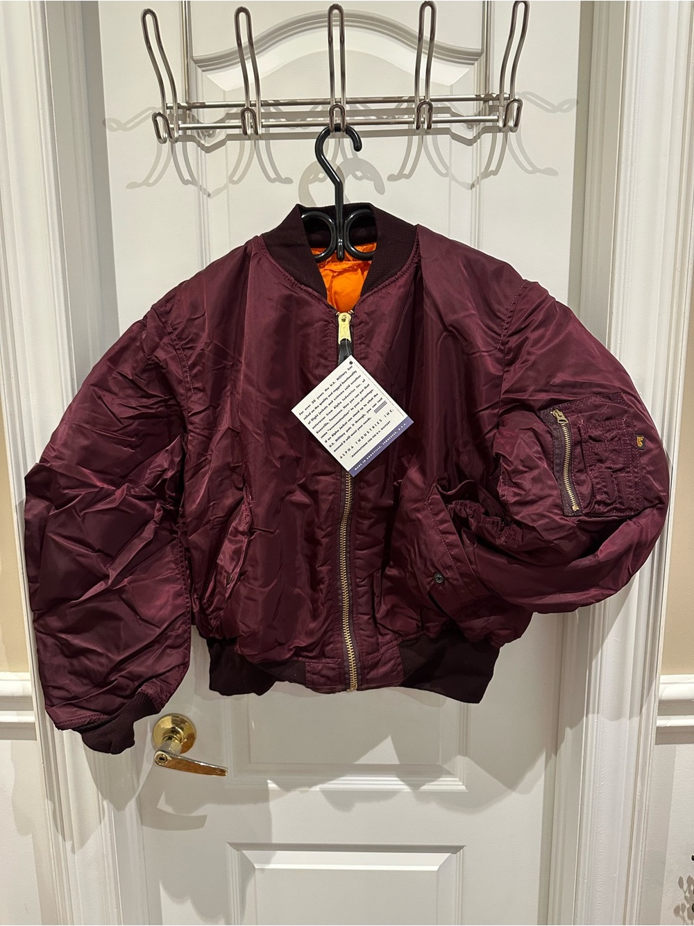 Vintage Alpha Industries MA-1 Bomber Jacket USA XL NWT Burgundy